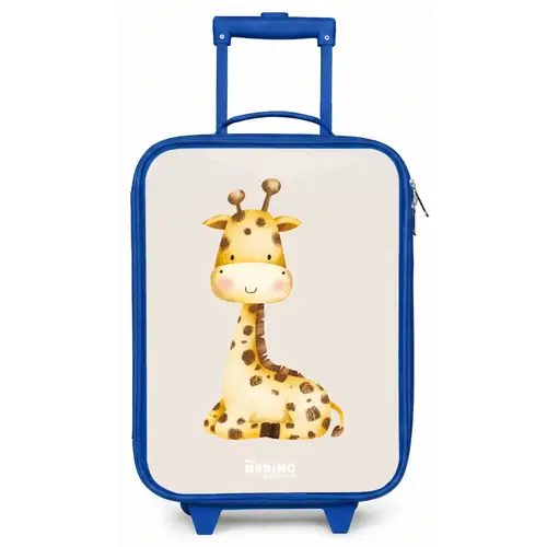 Liggende giraffe illustratie op beige achtergrond Kinderkoffer - Blauw klein -zz3dotto