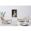 Portret van een meisje in het blauw - Schilderij van Johannes Cornelisz. Verspronck Muursticker klein -eettafel