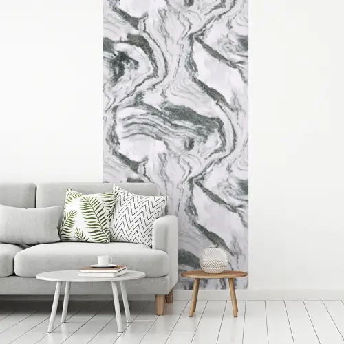 Wit - Marmer - Golvend - Grafiet fotobehang vinyl groot 64 -woonkamer