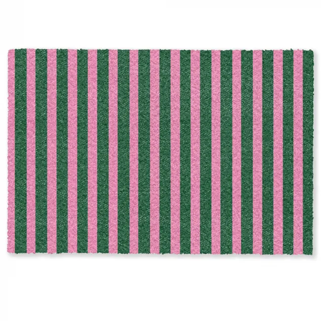 Deurmat - Verticale strepen - Groen - Roze
