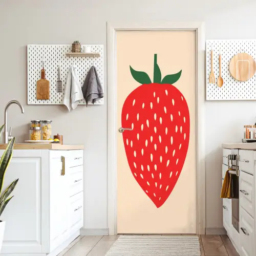 Aardbei - Rood - Modern - Boho deurposter klein -sfeer5