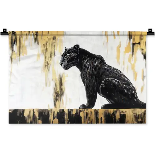 Panter - Zwart - Abstract - Goud Wandkleed katoen klein -zz3d