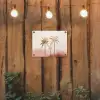 Palmbomen - Heuvels - Minimalistisch - Zachtroze tuinposter los doek klein -sfeer1