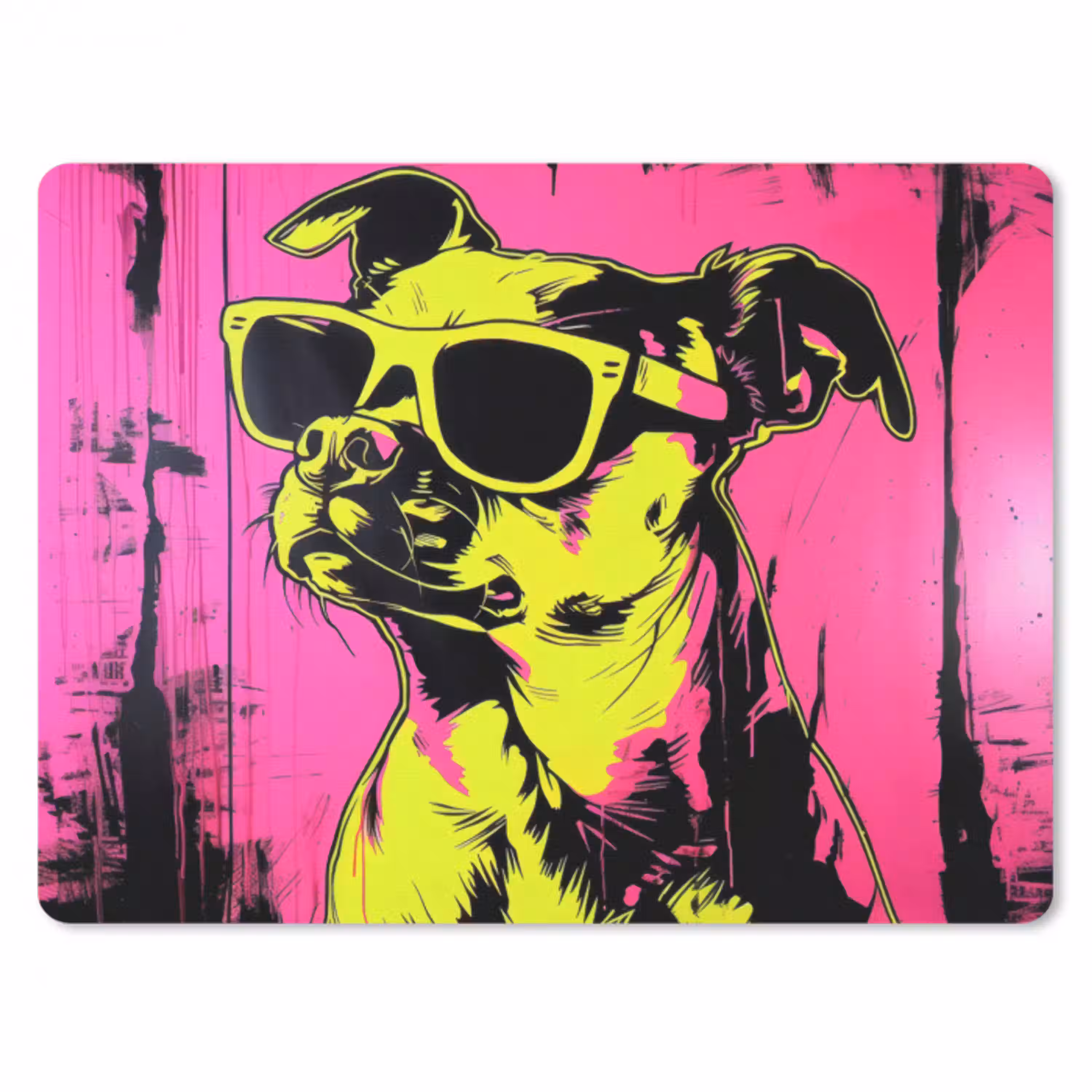 Hond - Zonnebril - Roze - Art muismat rubber klein -3d