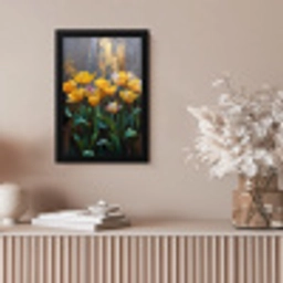 Tulpen - Geel - Penseelstreken - Abstract fotolijst zwart zonder passe partout klein -sfeer5