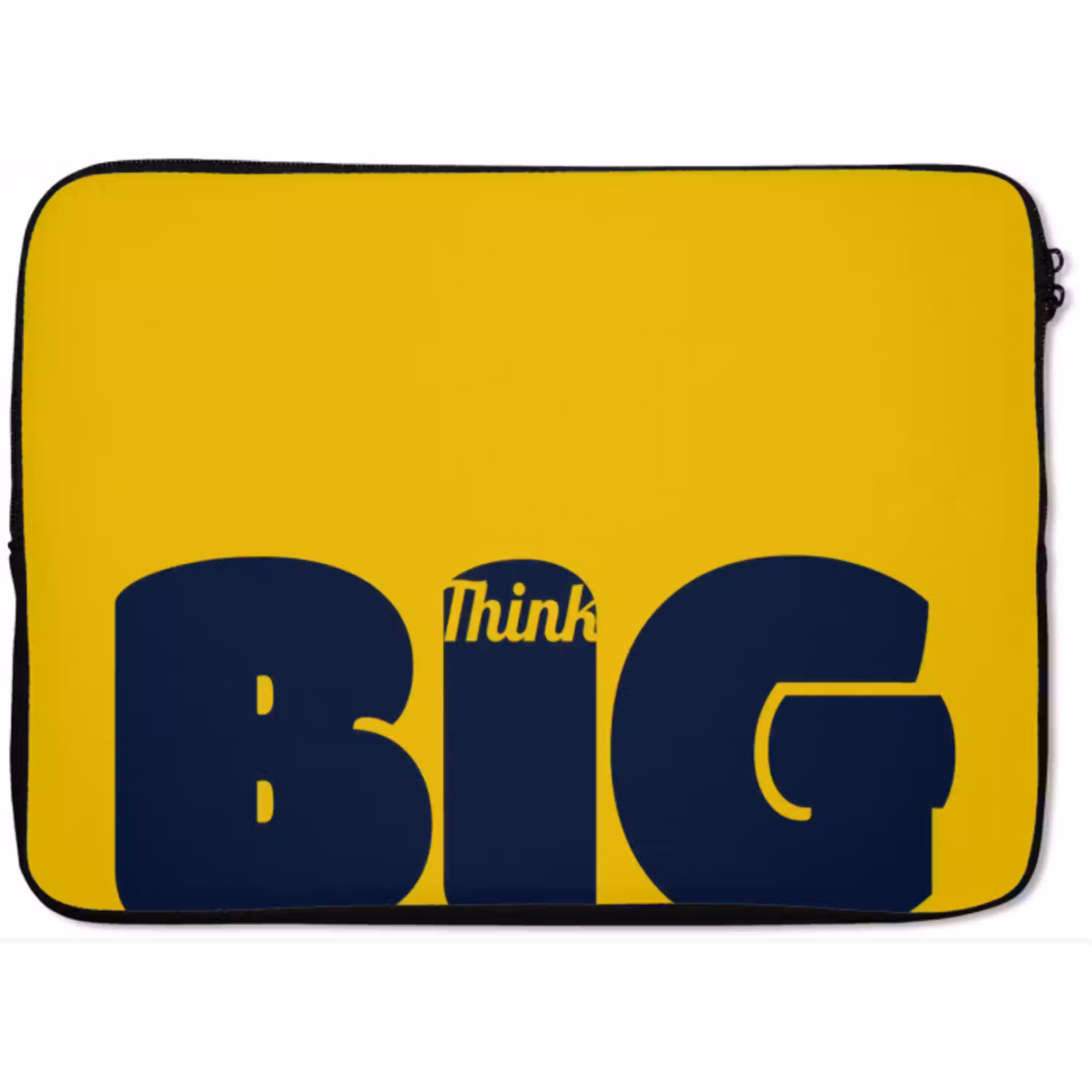 Geel - Think big - Grafisch laptophoes neopreen klein -zkaufland3dotto
