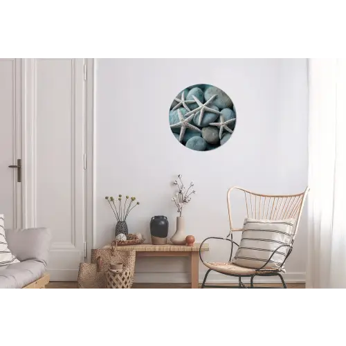 Zeesterren - Stenen - Wit Wandcirkel aluminium klein -woonkamer