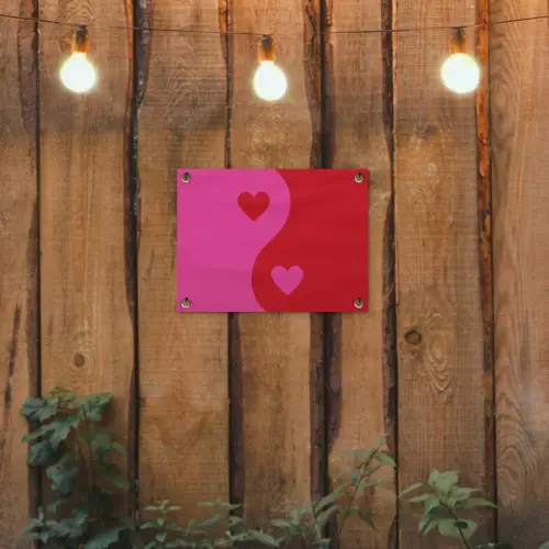 Minimalistisch - Rood - Roze - Hartjes tuinposter los doek klein -sfeer1
