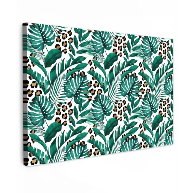 Palmblad - Panterprint - Tropical Tuinposter op houten frame 2 cm dik klein -3d