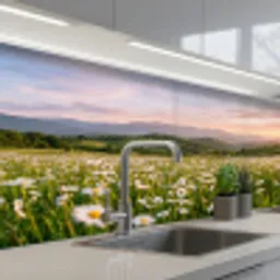 Madelief - Veld - Heuvels - Groen keuken achterwand 2 middel -3d_schuin