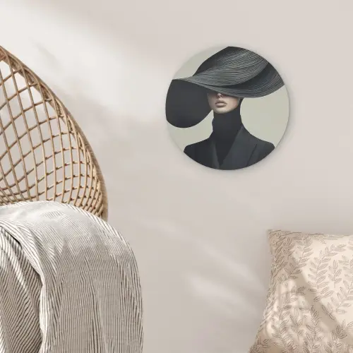 Zwart - Vrouw - Hoed Akoestische PET Vilt - Rond klein -sfeer4