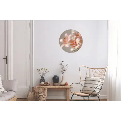 Lelies - Meeldraden - Roze - Wazig Wandcirkel aluminium klein -woonkamer