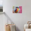 Ijsvogel - Roze - Tak - Penseelstreken tuinposter los doek klein -sfeer8