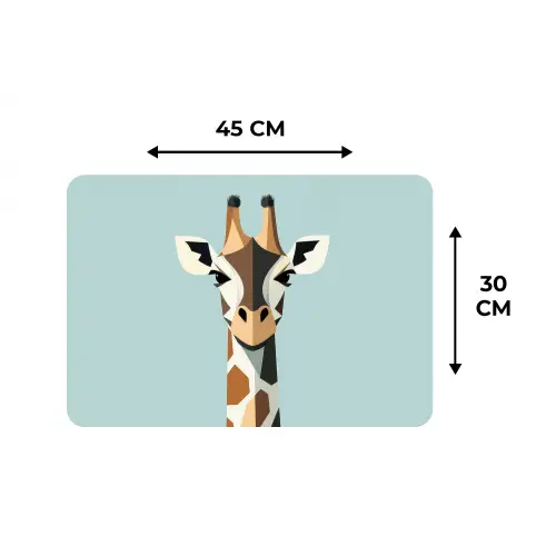 Giraffe - Illustratie - Bruin - Minimalistisch Placemat vinyl groot -specs