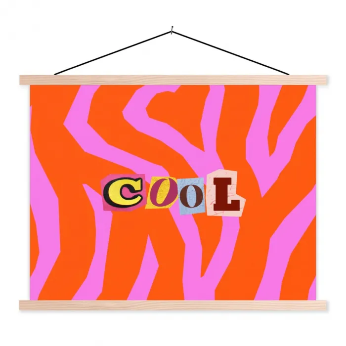 Zebraprint - Grafisch - COOL - Oranje textielposter latten blank klein -3d