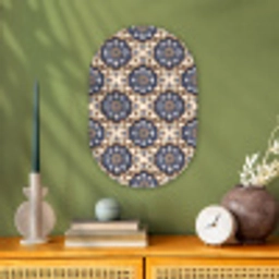 Floraal - Ornament - Blauw Wandcirkel Ovaal Forex klein 630 -sfeer2