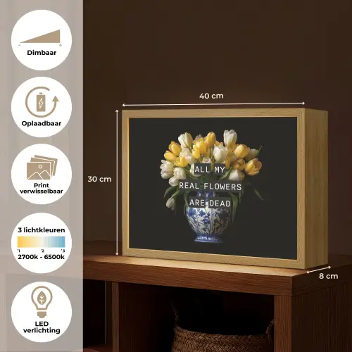 Quotes - Bloem - Tulp - Geel Light Box met batterij (Wandlamp) middel -USP_websiteoverzichtNL