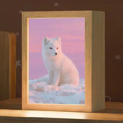 Poolvos - Sneeuw - Roze Light Box met kabel klein -zzz_3d_website