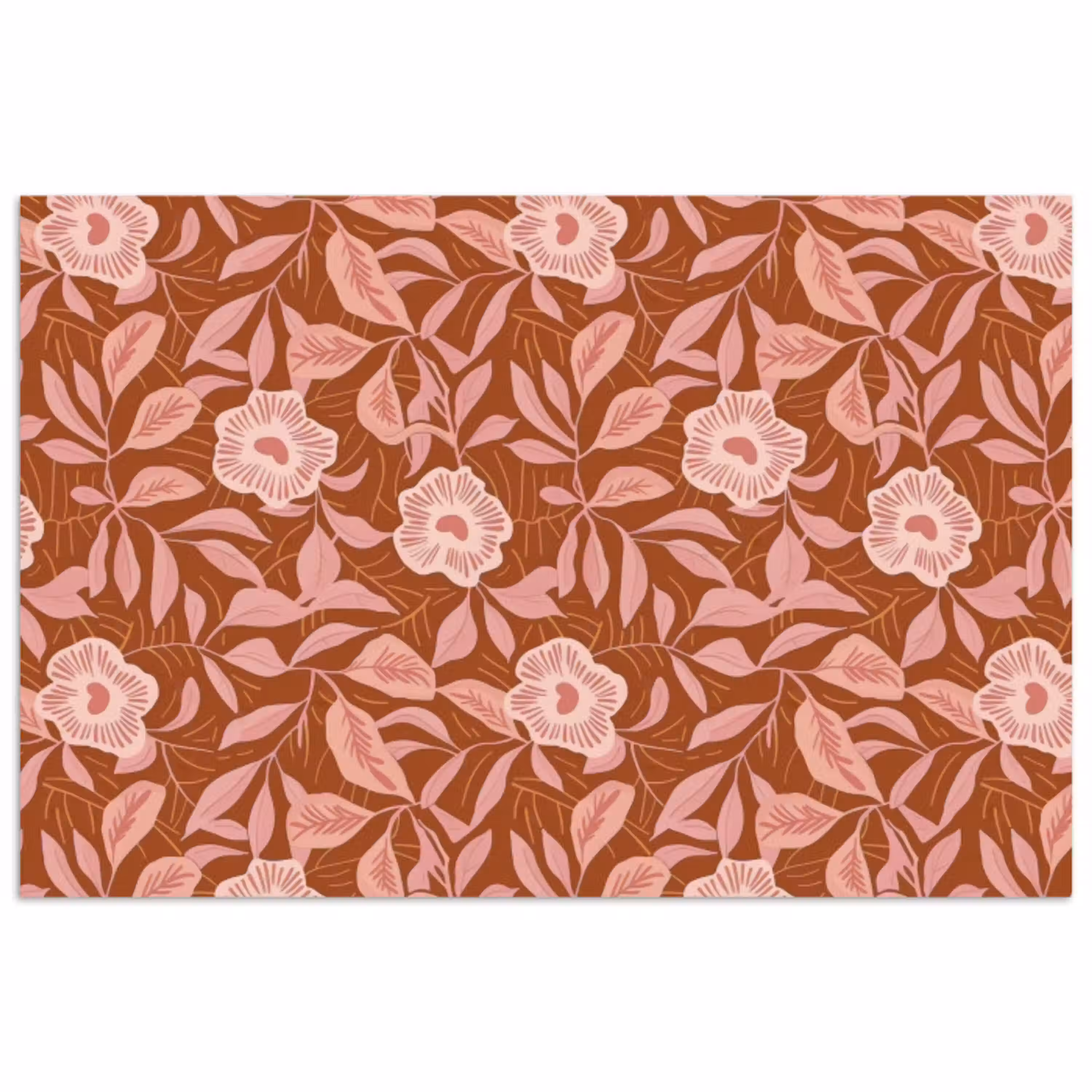 Patroon - Bladeren - Terracotta poster papier klein 62 -3d