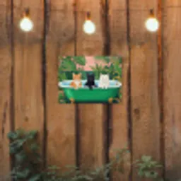 Badkamer - Kattenparade - Kleurrijk tuinposter los doek klein -sfeer1