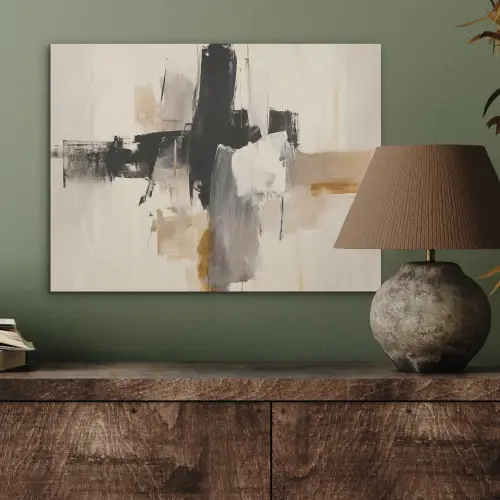 Penseelstreken - Ruw - Abstract - Beige PET vilt klein -sfeer2