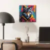 Graffiti - Wolf - Street art - Blauw aluminium wit klein -sfeer5