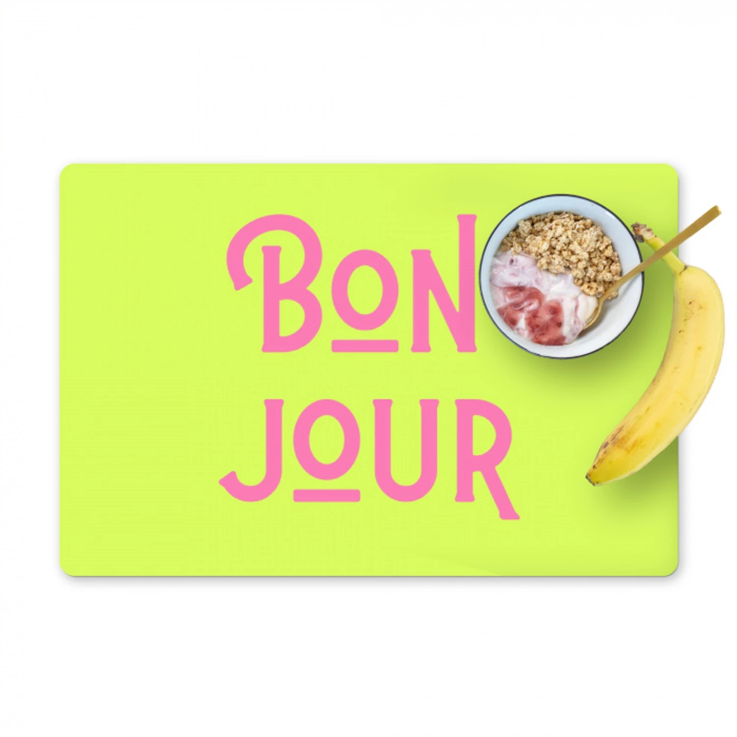 Groen - Roze bonjour - art-deco Placemat vinyl groot -zzzproduct_Kitchenyeah-website