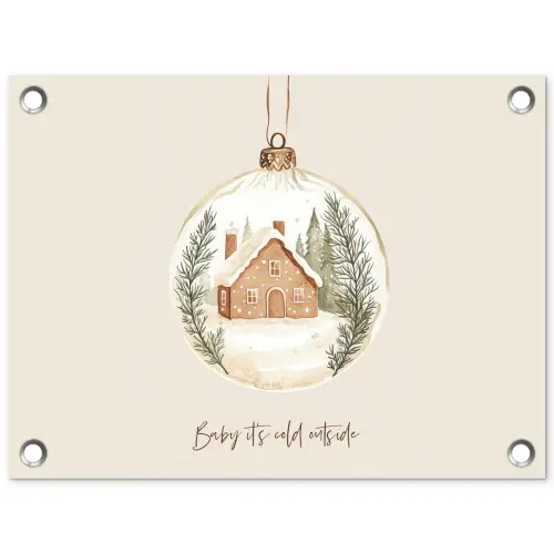 Quote - Winter - Kerst - Beige - Kerstbal tuinposter los doek klein -3d