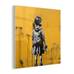 Meisje - Boek - Gele Muur - Graffiti plexiglas 5mm klein -z3d