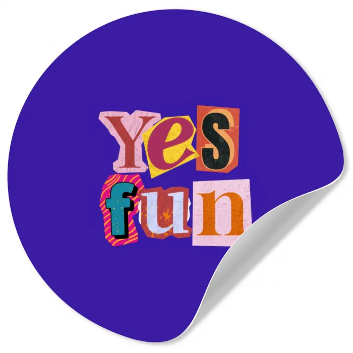 Yes fun - Kleurrijk - Collage-stijl Wandcirkel behangsticker klein -3d