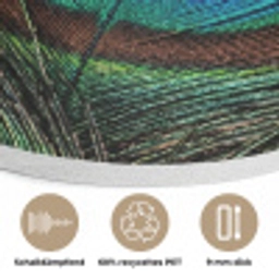 Pauwenveren - Klassiek - Groen Akoestische PET Vilt - Rond klein -closeup_DE