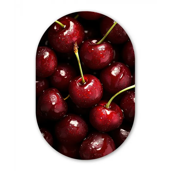 Rood - Fruit - Kersen Wandcirkel Ovaal Forex klein -3d