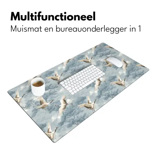 Wolken - Kraanvogels - Blauw Muismat XXL klein 681 -sfeer4