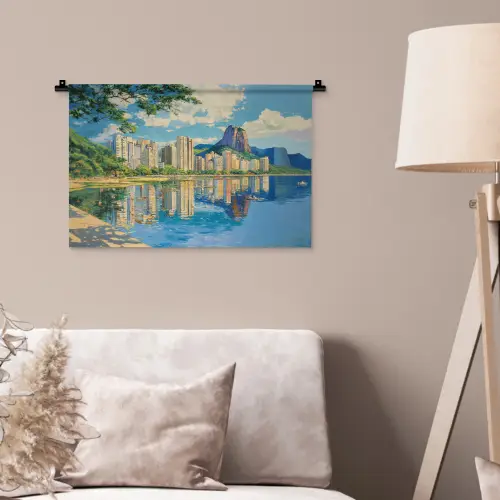 Berg - Skyline - Strand - Water Wandkleed katoen klein -sfeer4