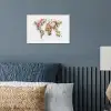 Wereldkaart - Bloemen - Subtiel poster papier klein -sfeer2