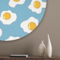 Eieren - Dooiers - Blauw Akoestische PET Vilt - Rond klein 838 -sfeer5_closeup