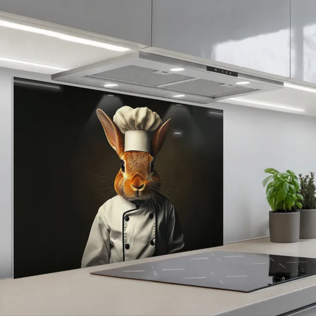 Spritzschutz Küche - Kaninchen - Koch - Tier