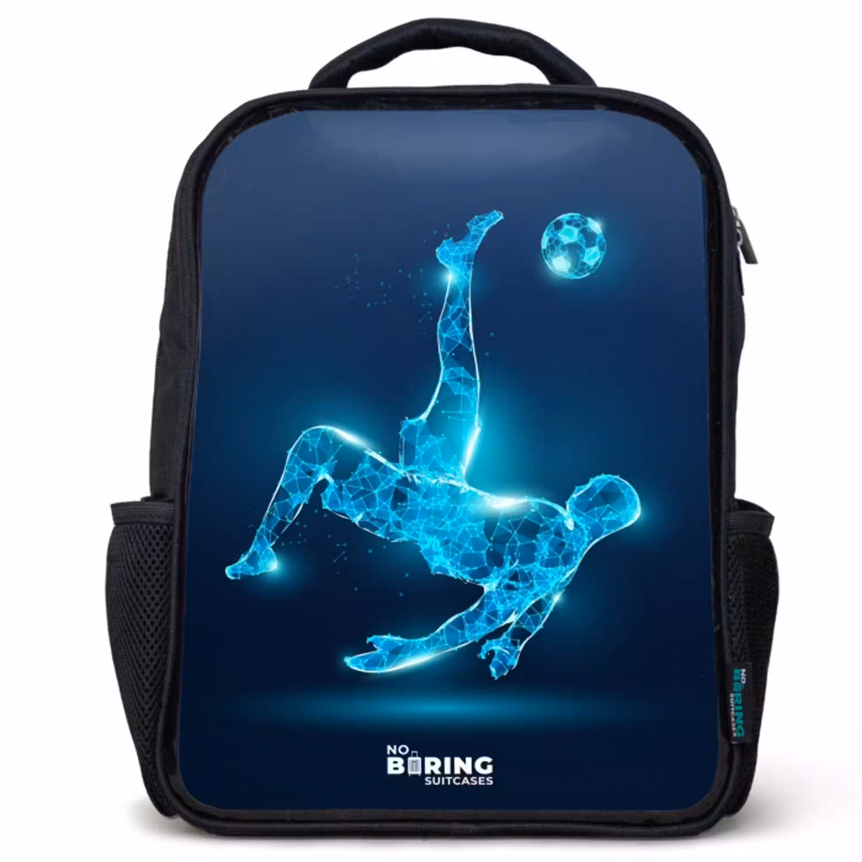 Omhaal in blauw neonvoetbal Rugzak - Zwart middel -3d