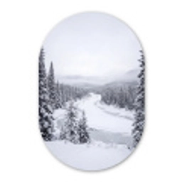 Rivier - Bevroren - Landschap - Winter Wandcirkel Ovaal Forex klein -3d