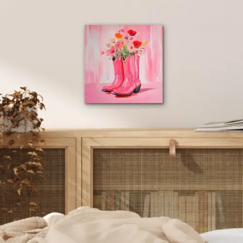 Roze - Bloemen - Cowboy aluminium wit klein -sfeer3