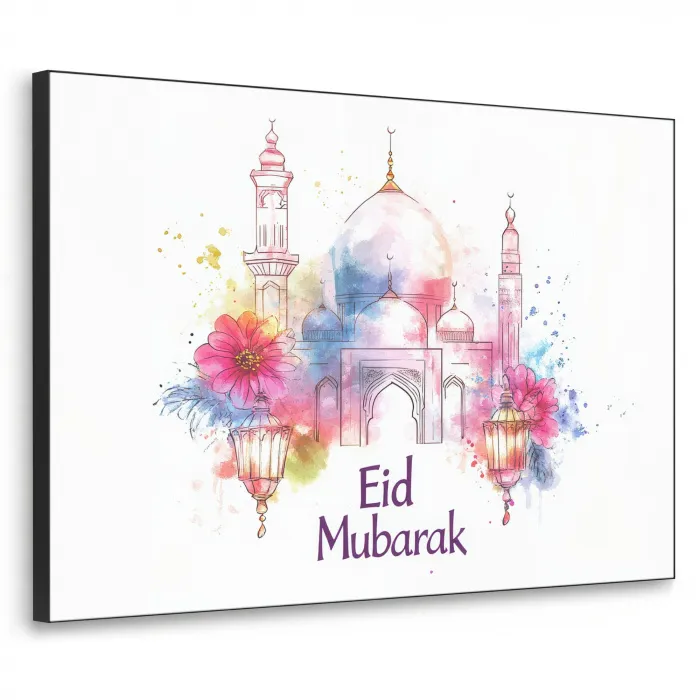 Moskee - Eid Mubarak - Suikerfeest - Kleurrijk - Ramadan - Islamitische Textielframe zwart klein -3d