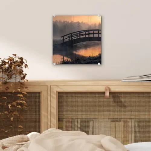 Brug - Mist - Bomen - Water plexiglas 5mm klein -sfeer4