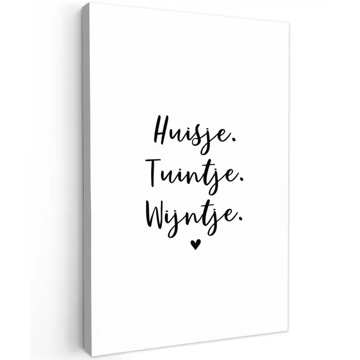 huisjetuintjewijntje-wit Tuinposter op houten frame 2 cm dik klein -3d