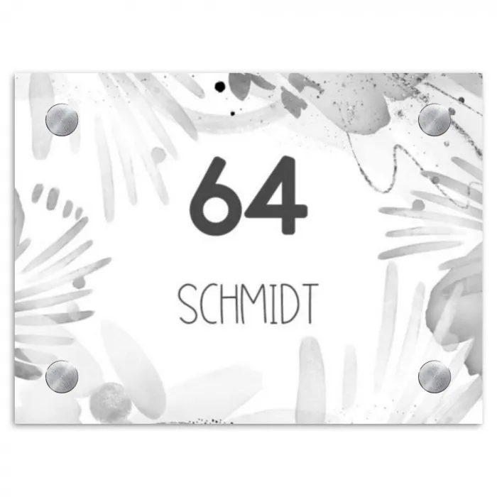 Grijze patronen - Modern Naambord Rechthoek middel -3d