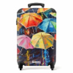 Paraplu's - Schilderij - Kunst - Regenboog NBS - Handbagage koffer - Unisex middel -productfoto_recht