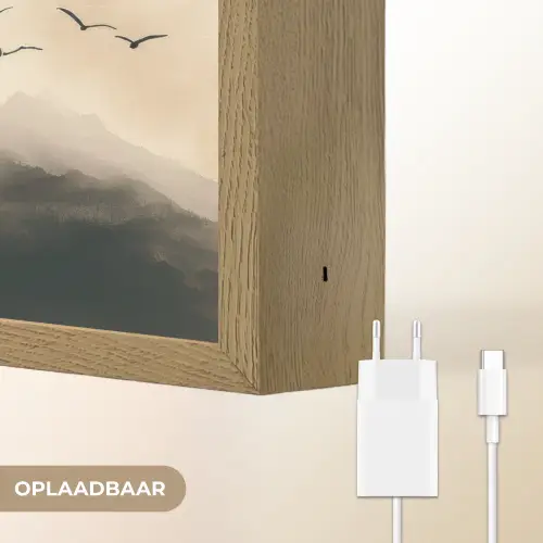 Landschap - Japandi - vogel Light Box met batterij (Wandlamp) middel -USP_websiteoplaadbaarNL