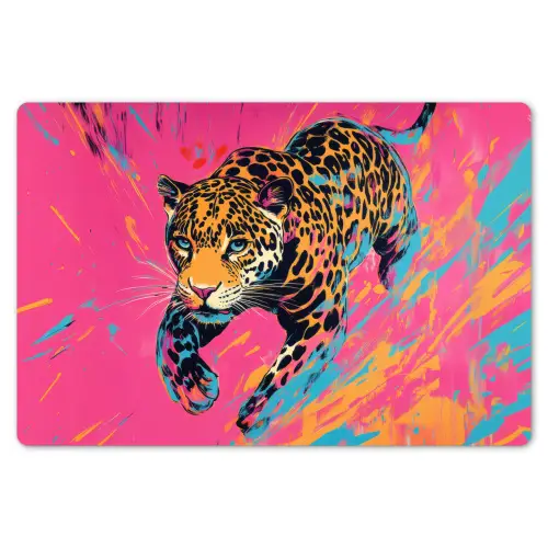 Luipaard - Roze - Oranje - Blauw - Verf Placemat vinyl groot -zzsfeer1_Kitchenyeah-website