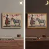 Street art - Zebra - Vrouw - Dieren - Graffiti - Banksy Style Light Box met batterij (Wandlamp) middel -sfeer3