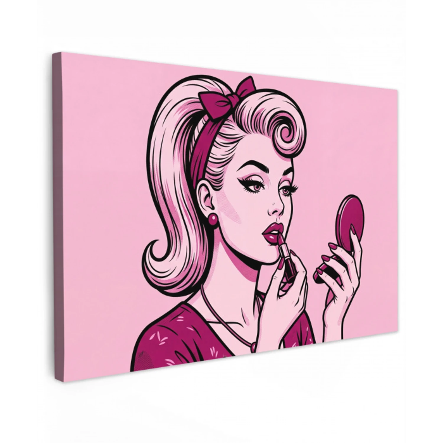 Vintage - Vrouw - Roze Tuinposter op houten frame 2 cm dik klein -3d