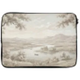Rivierlandschap - Bergen - Natuur - Vintage - Beige laptophoes neopreen klein -zkaufland3dotto